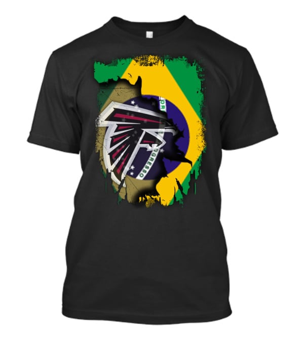 Atlanta Falcons Logo With Brazilian Flag Background T-Shirt