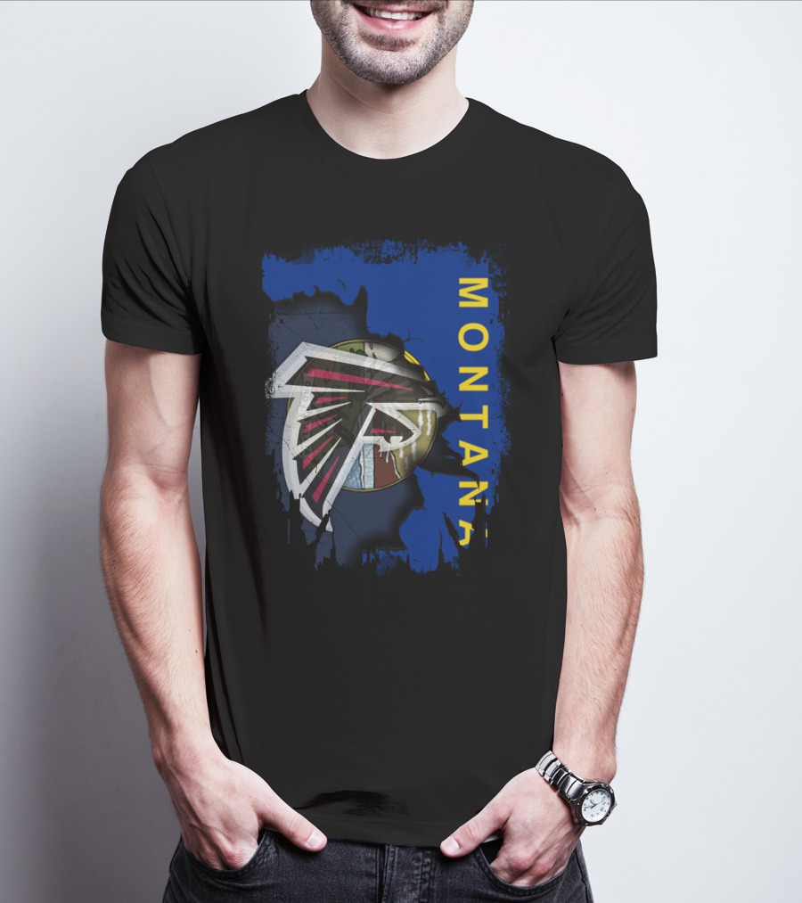 Montana With Falcons Logo And State Elements T-Shirt