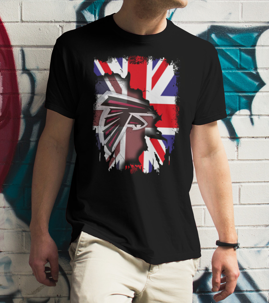 United Kingdom Flag With Falcons Logo Together T-Shirt