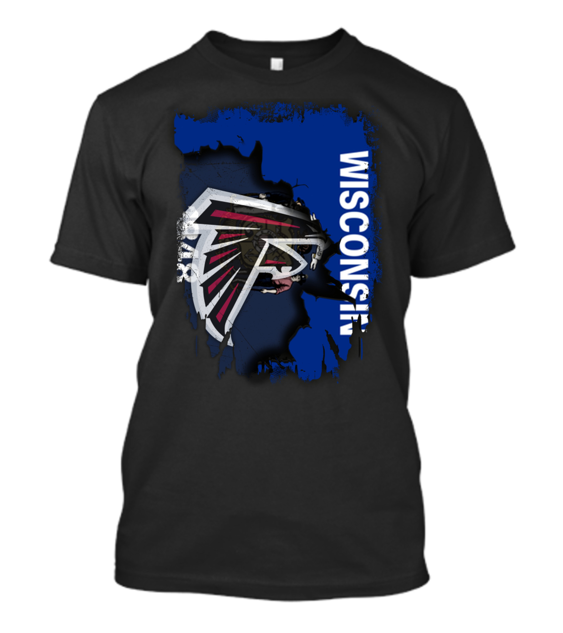 Wisconsin Torn Map Design Featuring Falcons T-Shirt