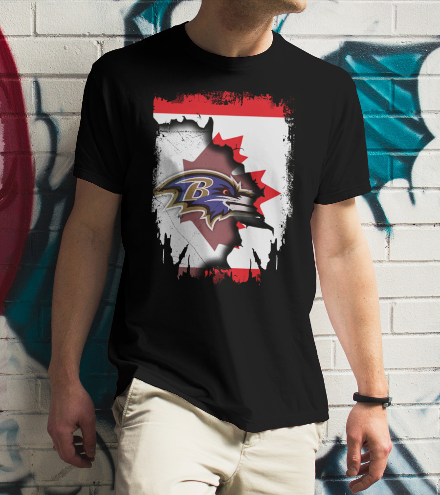 Together Canada Baltimore Ravens Logo Canadian Flag T-Shirt