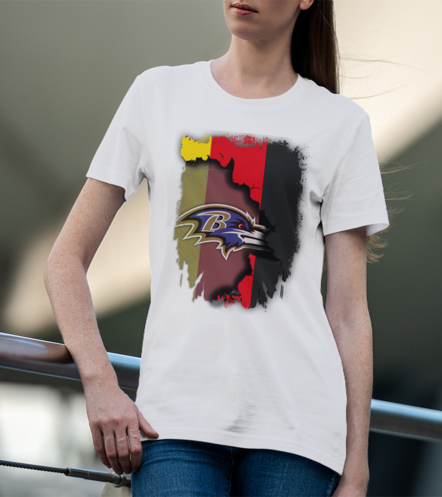 Germany Flag With Baltimore Ravens T-Shirt