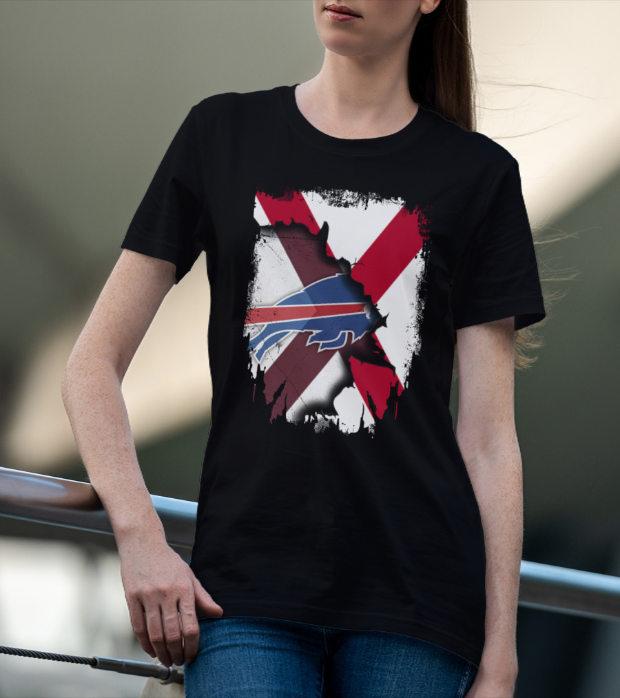 Alabama Buffalo Bills Crossover Flag T-Shirt