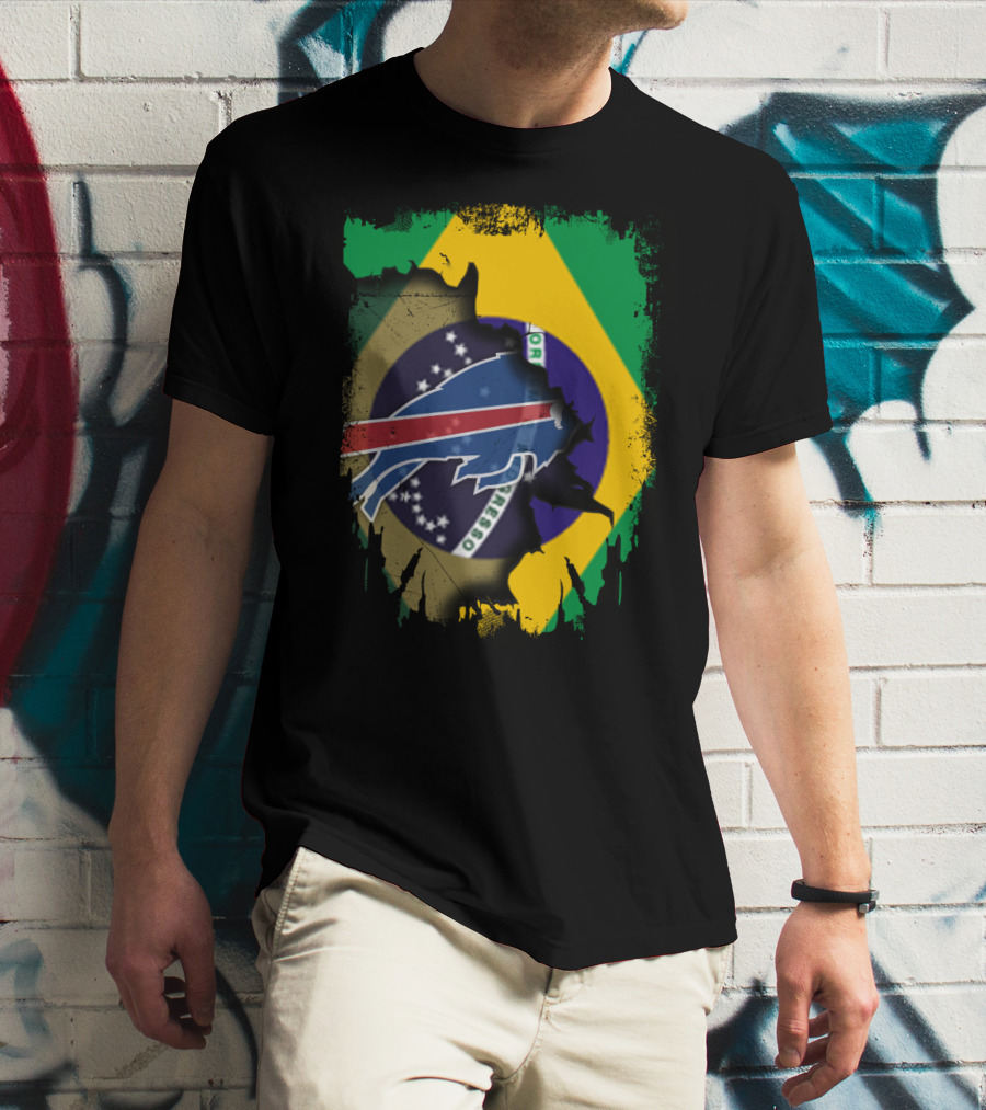Brazilian Flag With Buffalo Bills Logo Integration T-Shirt
