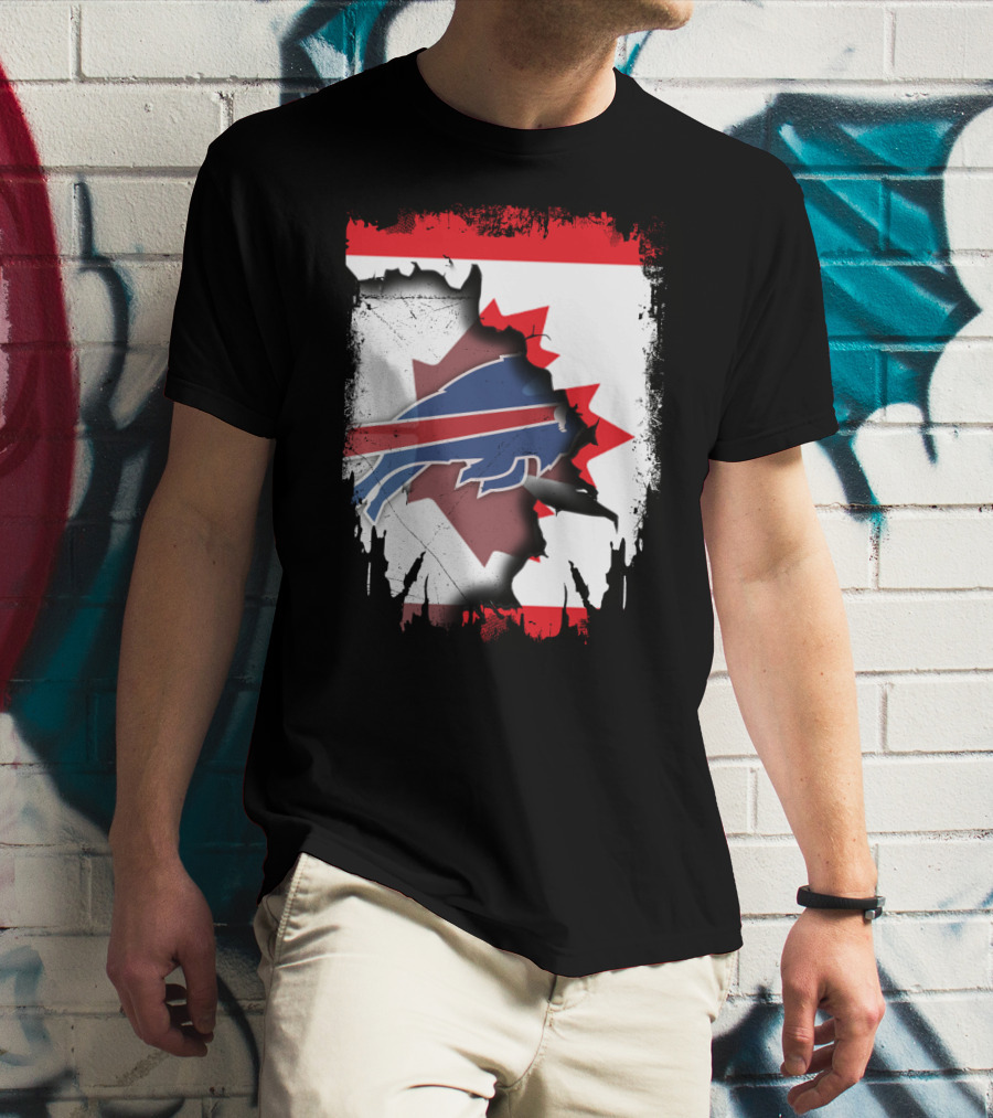 Together Canada With Bills Buffalo Logo And Maple Leaf Banner T-Shirt