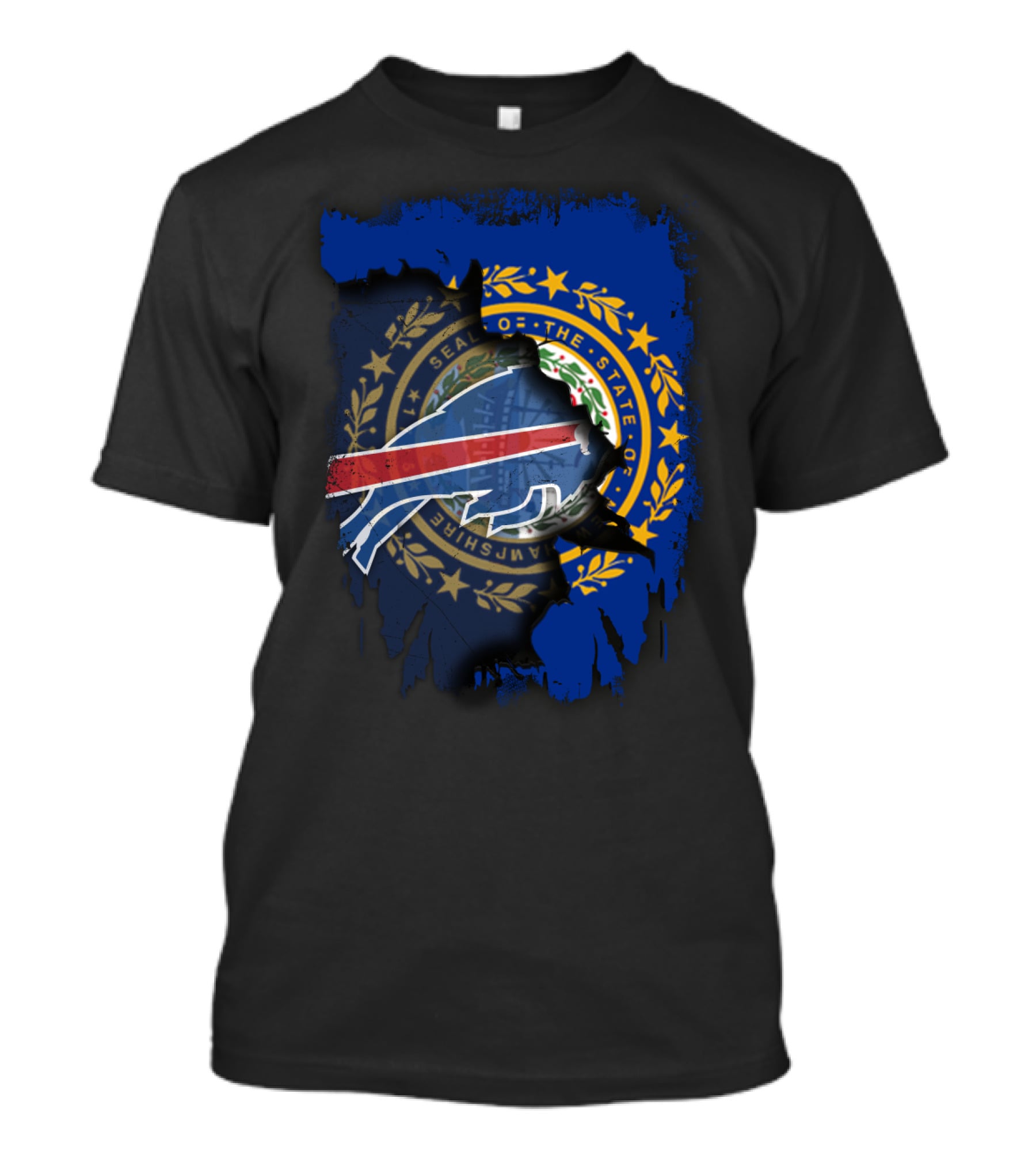 New Hampshire State Seal With Buffalo Bills Logo Integration T-Shirt