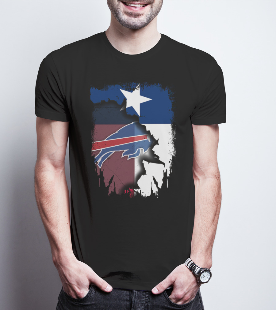Texas And Buffalo Bills United With Lone Star Flag T-Shirt