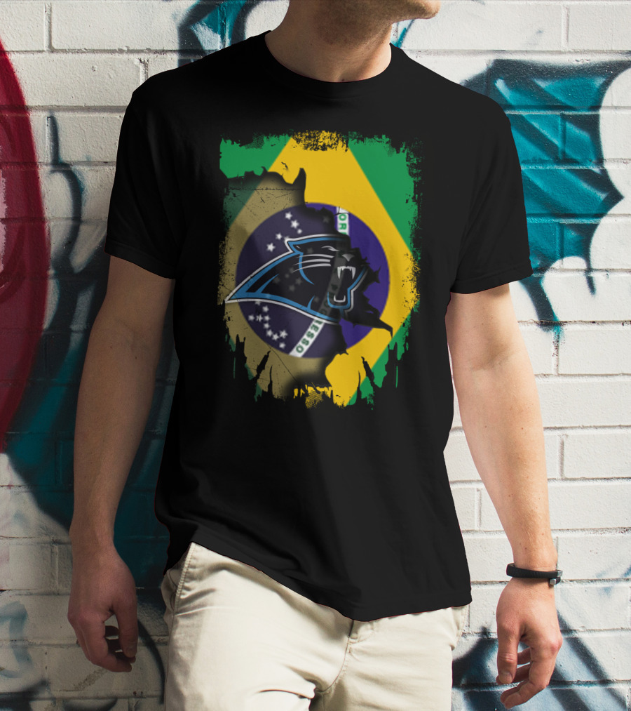 Together Brazil With Carolina Panthers Flag Fusion T-Shirt