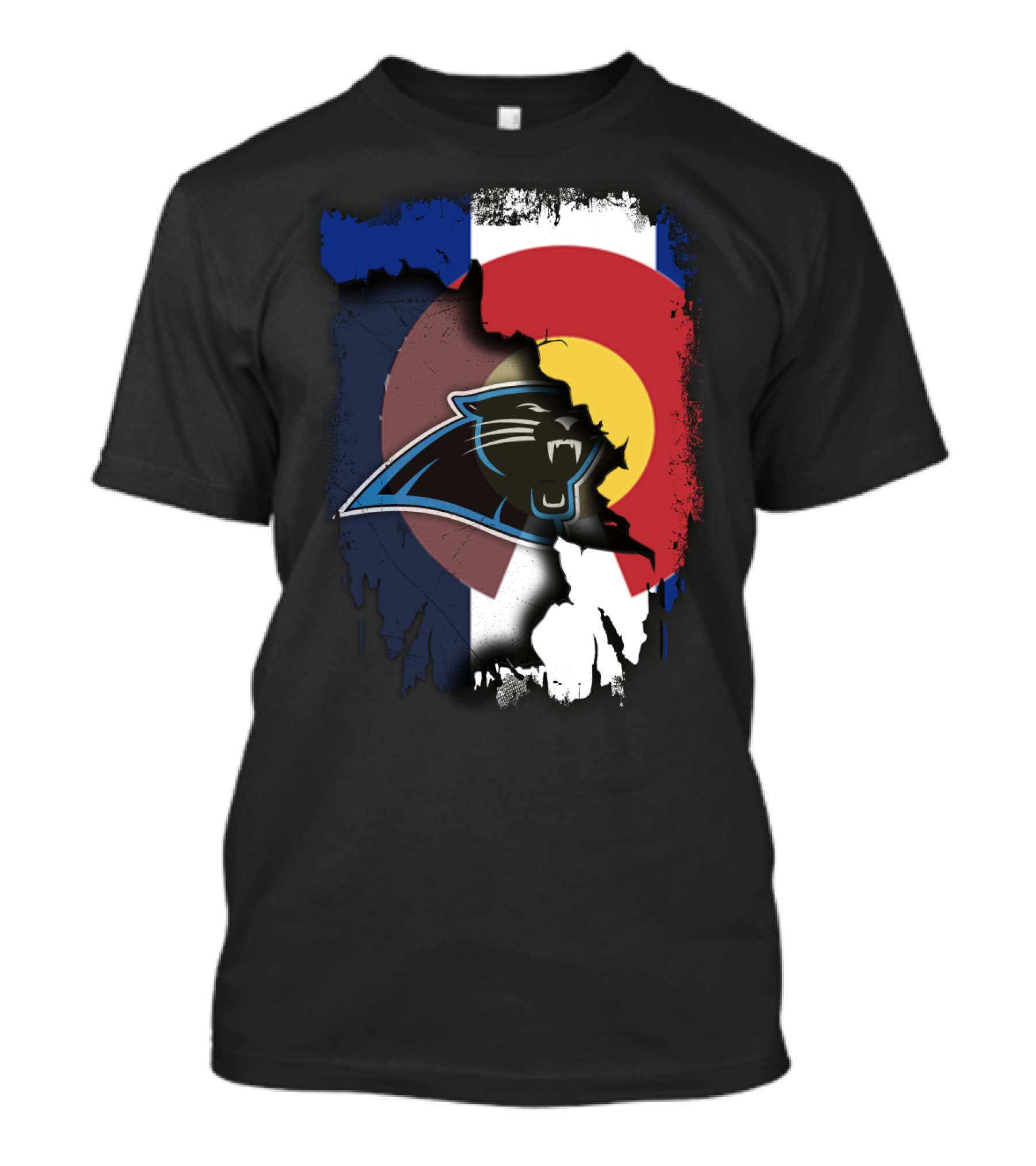 Colorado Flag With Panthers Logo Overlay T-Shirt