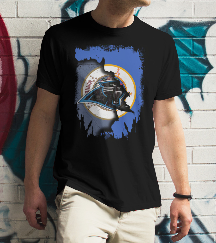 Together Minnesota With Carolina Panthers Logo And Minnesota State Seal T-Shirt