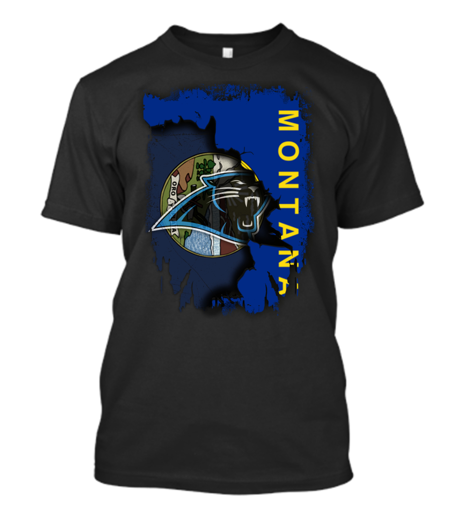 Montana Panthers Collaboration With Blue Claw Design Overlay T-Shirt