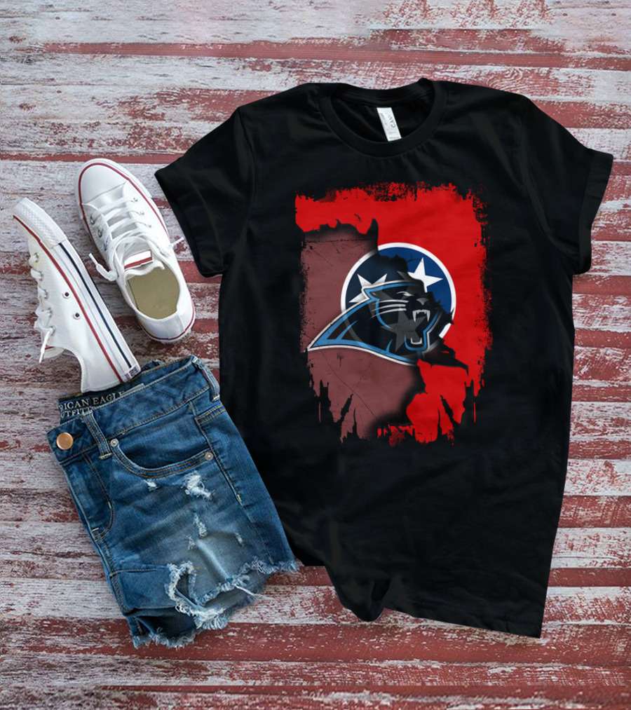 Tennessee Panthers Collaboration With State Flag Elements T-Shirt