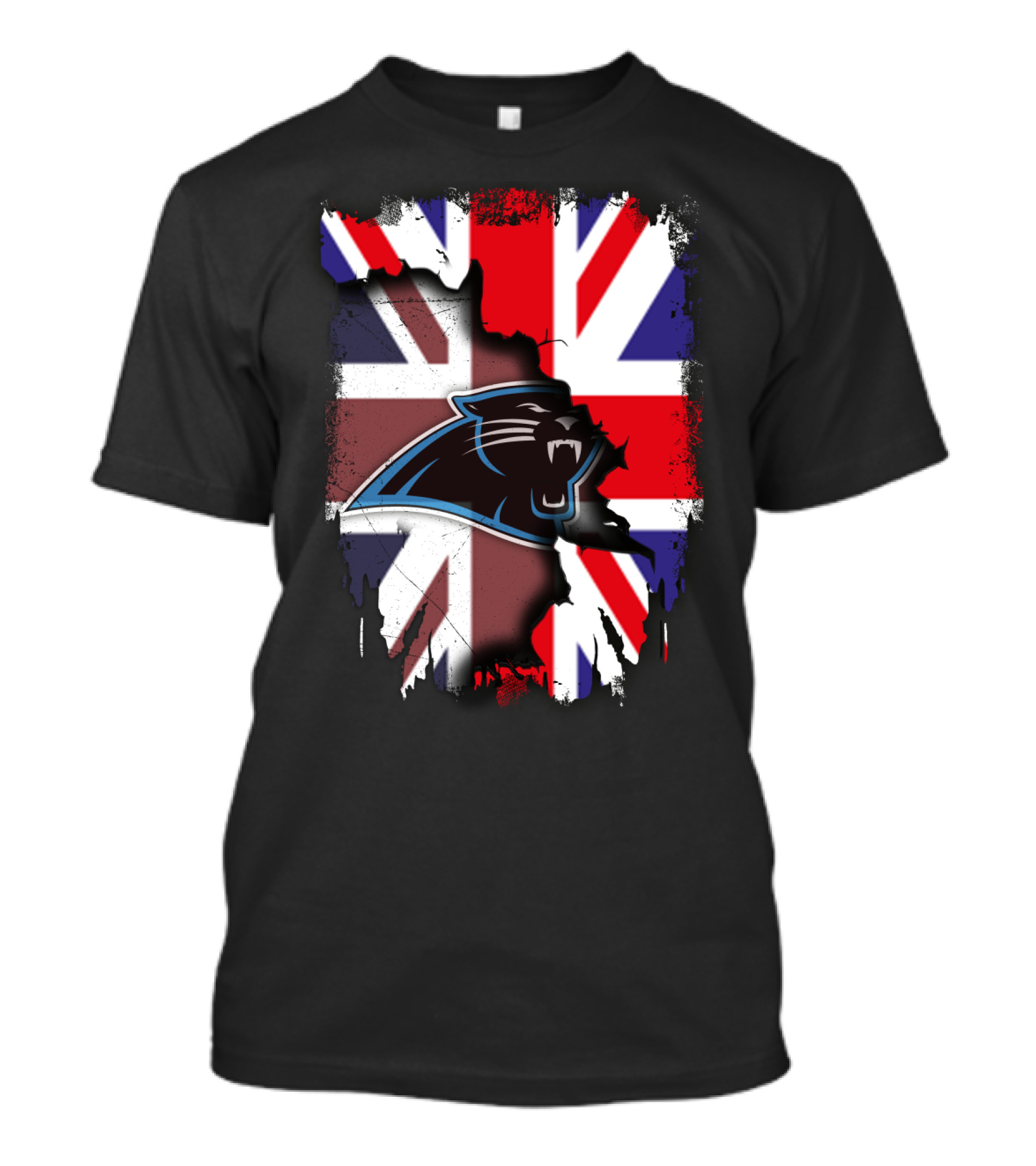 United Kingdom Flag With Panthers Logo Overlay T-Shirt