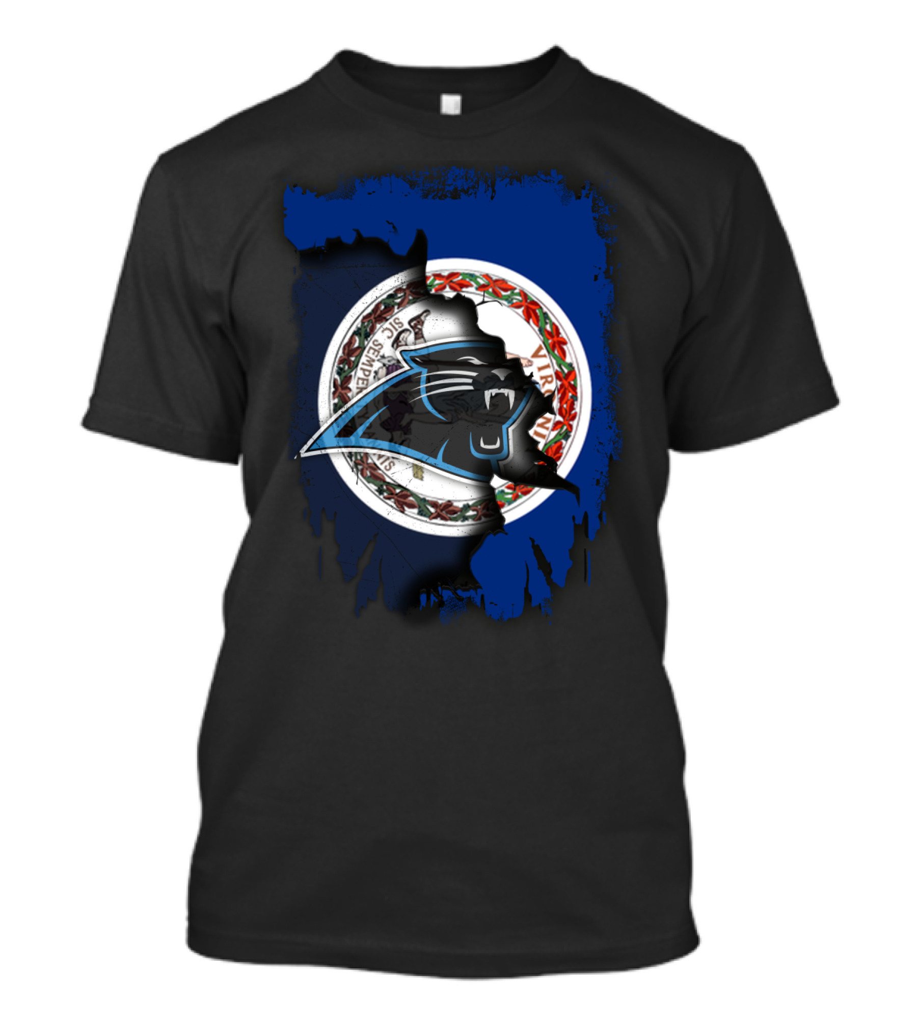 Virginia Seal With Carolina Panthers Logo Integration T-Shirt