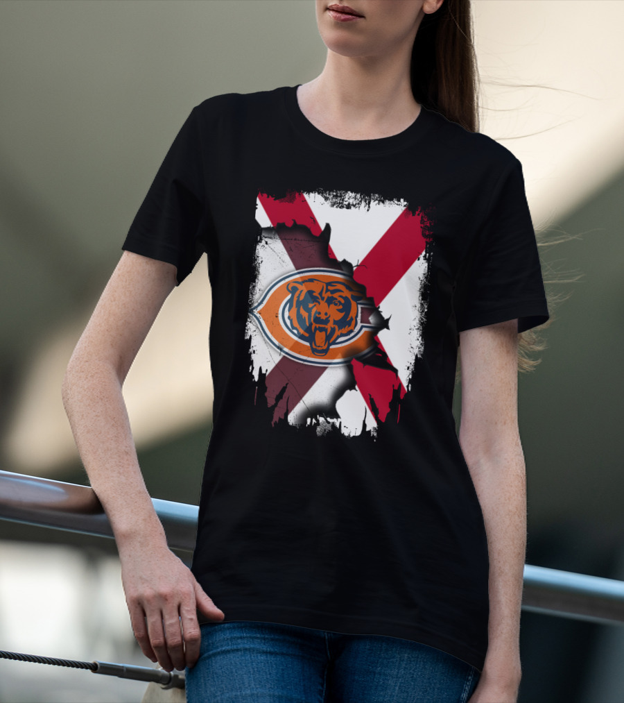 Alabama State Flag With Chicago Bears T-Shirt
