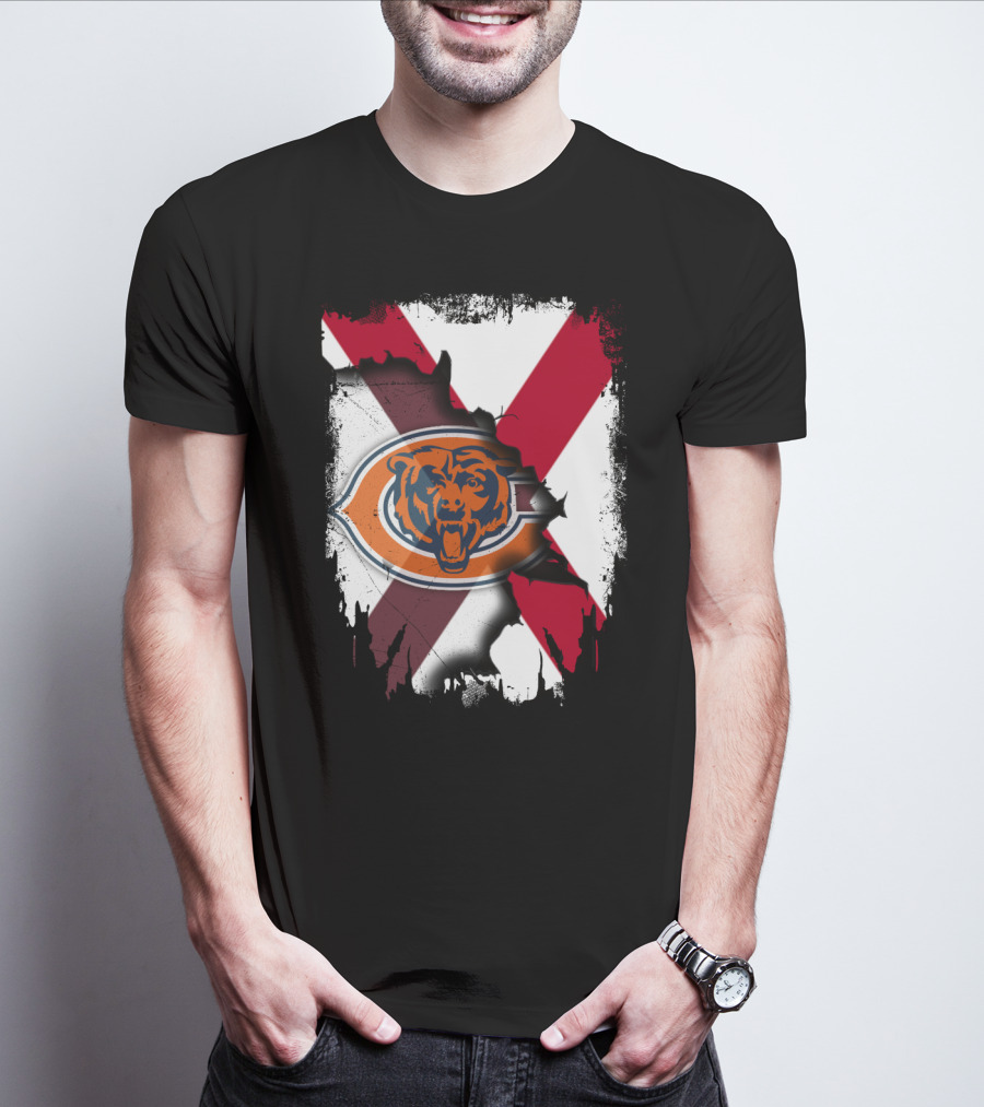 Alabama State Flag With Chicago Bears T-Shirt