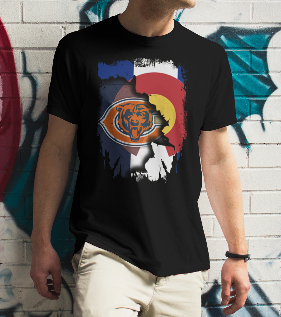 Colorado Flag Chicago Bears Logo Fusion T-Shirt