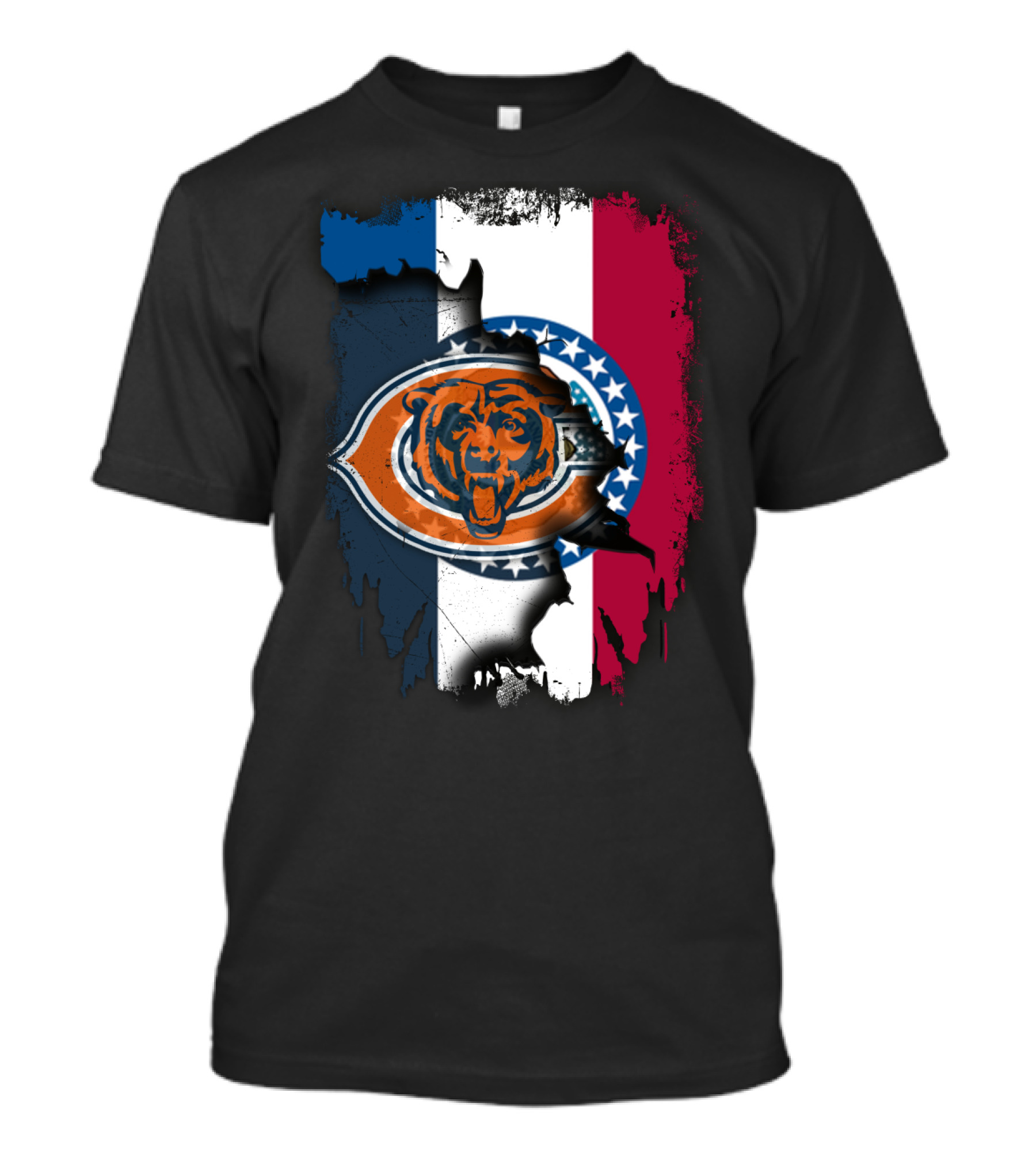 Chicago Bears Emblem Over Missouri Flag Colors T-Shirt