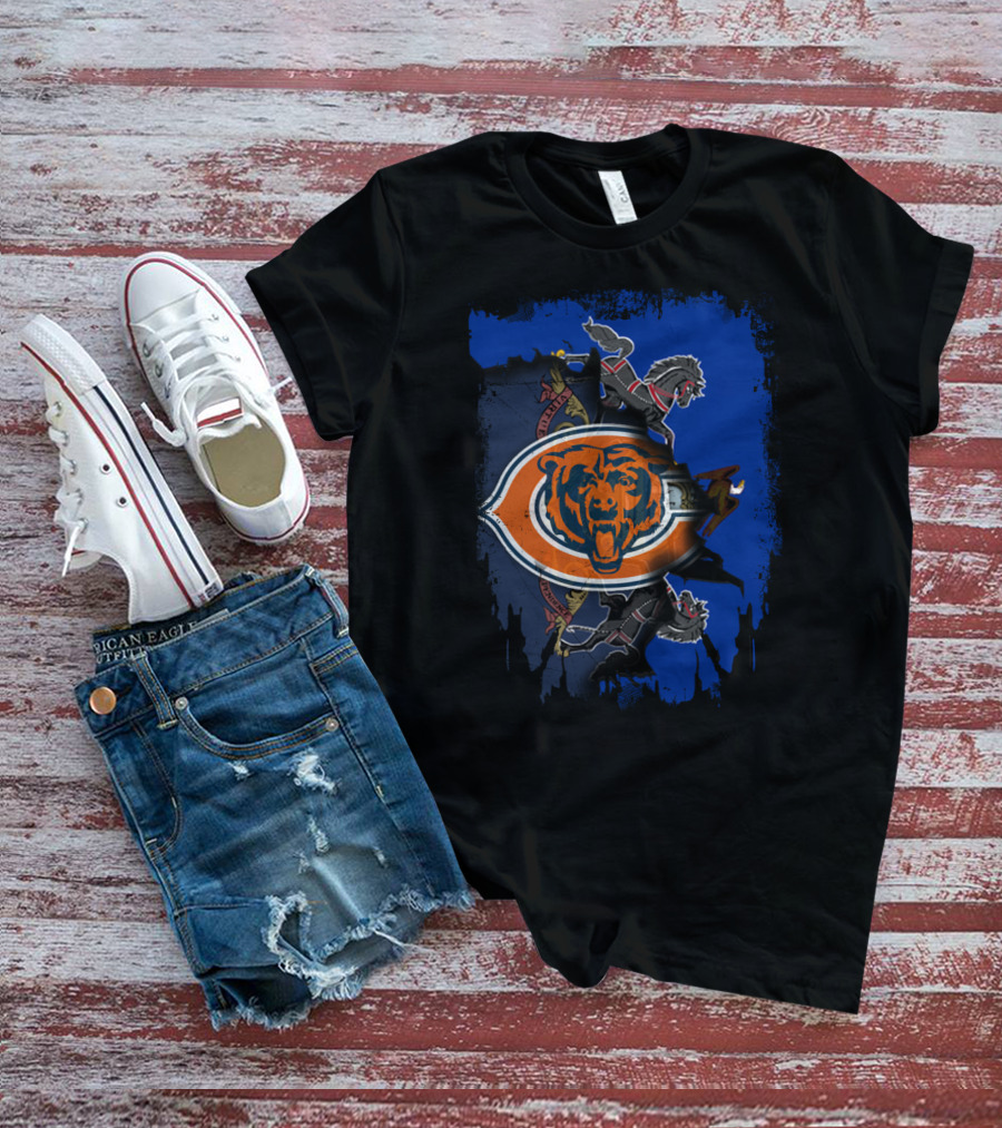Together Pennsylvania Chicago Bears State Flag And Seal Fusion T-Shirt