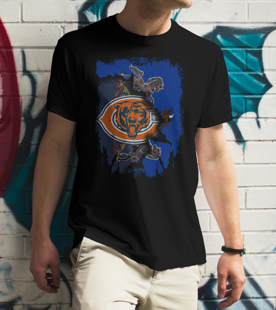 Together Pennsylvania Chicago Bears State Flag And Seal Fusion T-Shirt