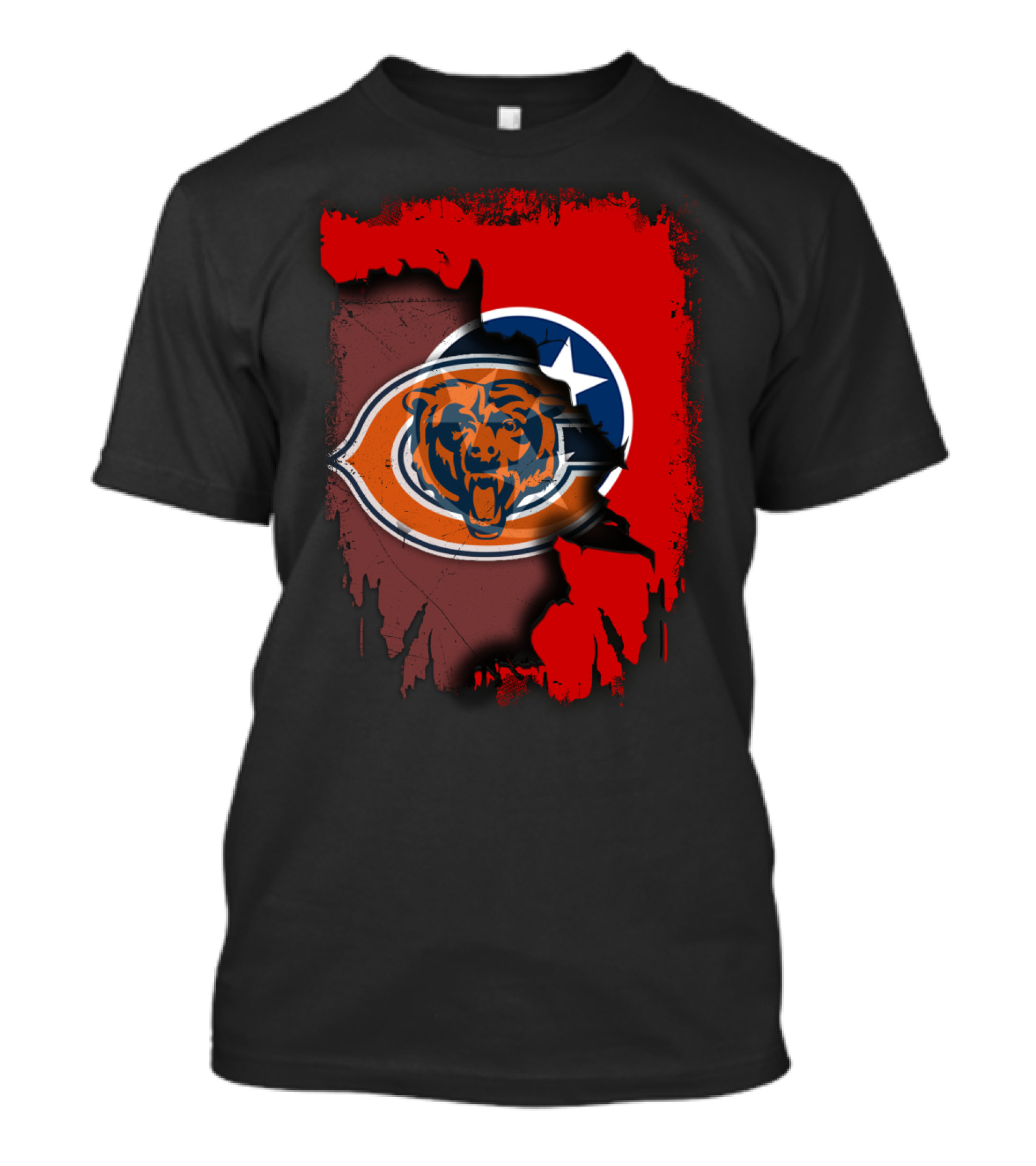 Tennessee State Flag Merged With Chicago Bears T-Shirt