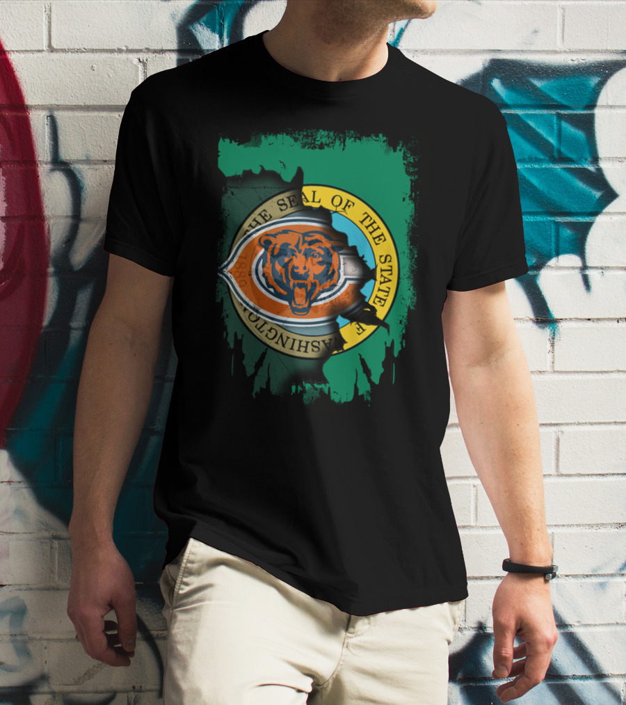 Together Washington Seal With Chicago Bears Logo Integration T-Shirt