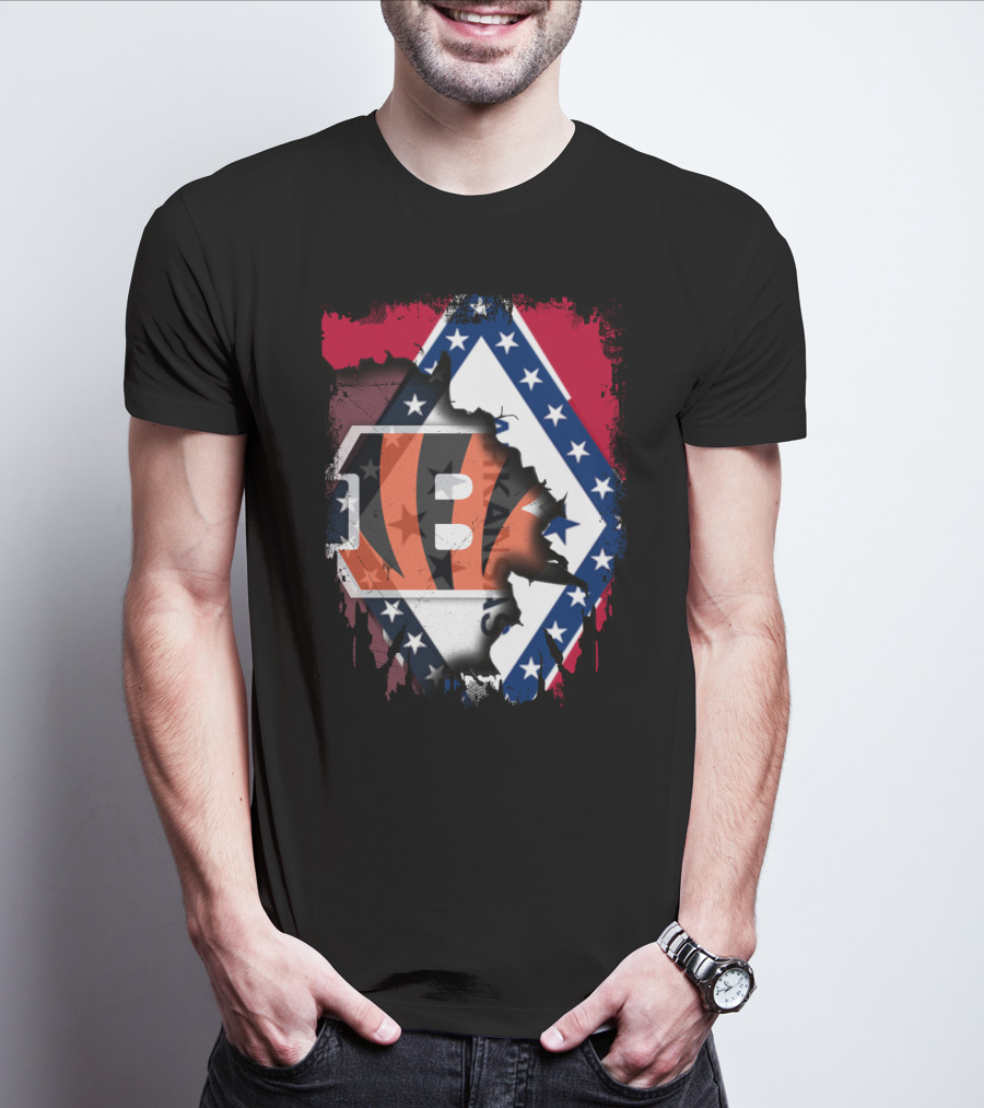 Arkansas Flag Merged With Cincinnati Bengals T-Shirt