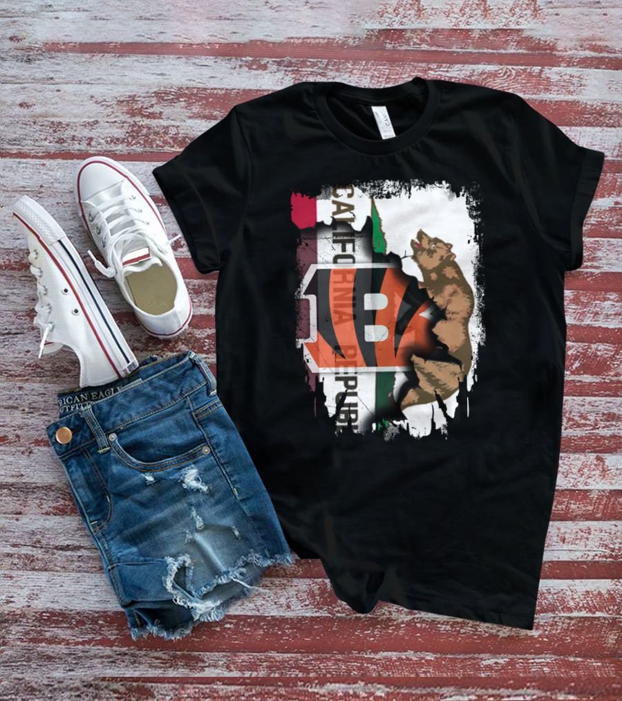 California Republic Bear With Bengals T-Shirt