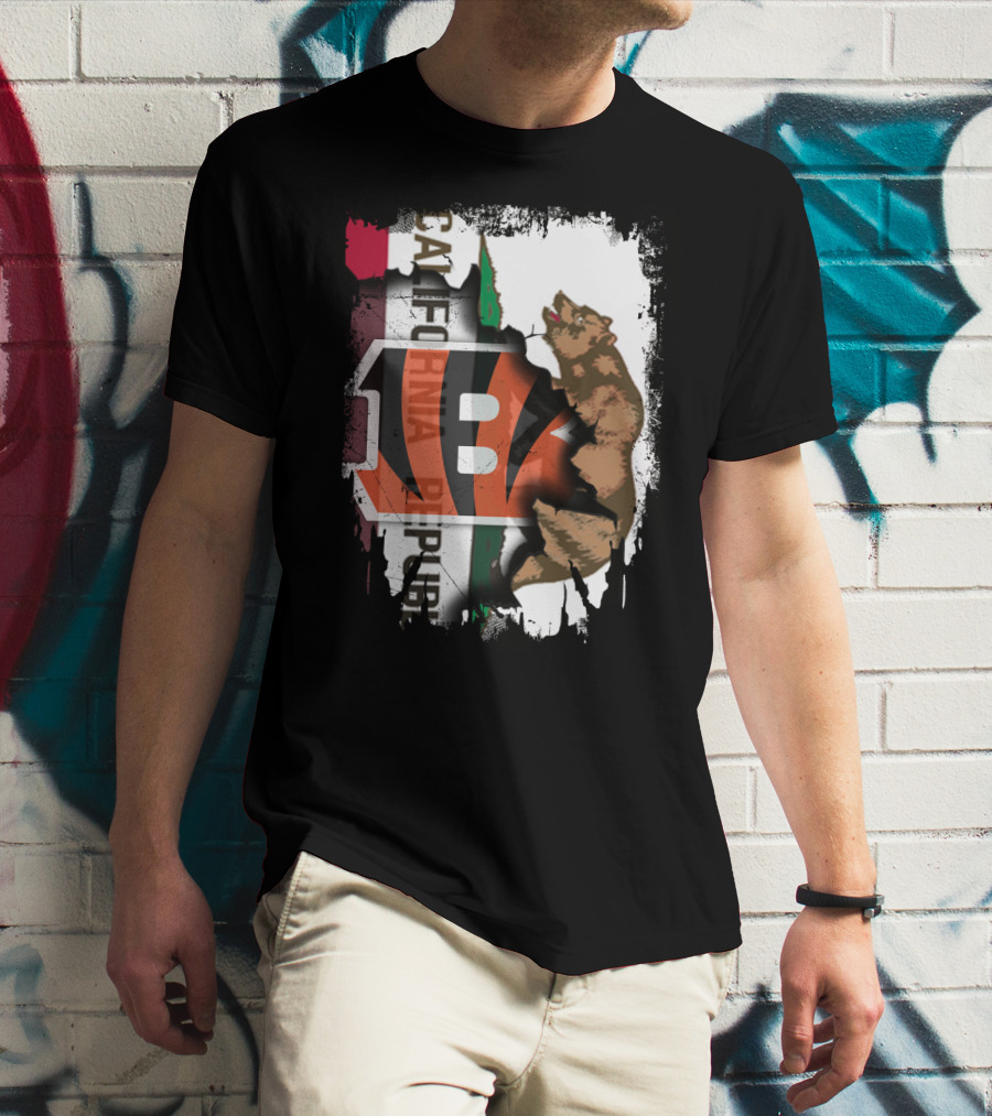 California Republic Bear With Bengals T-Shirt