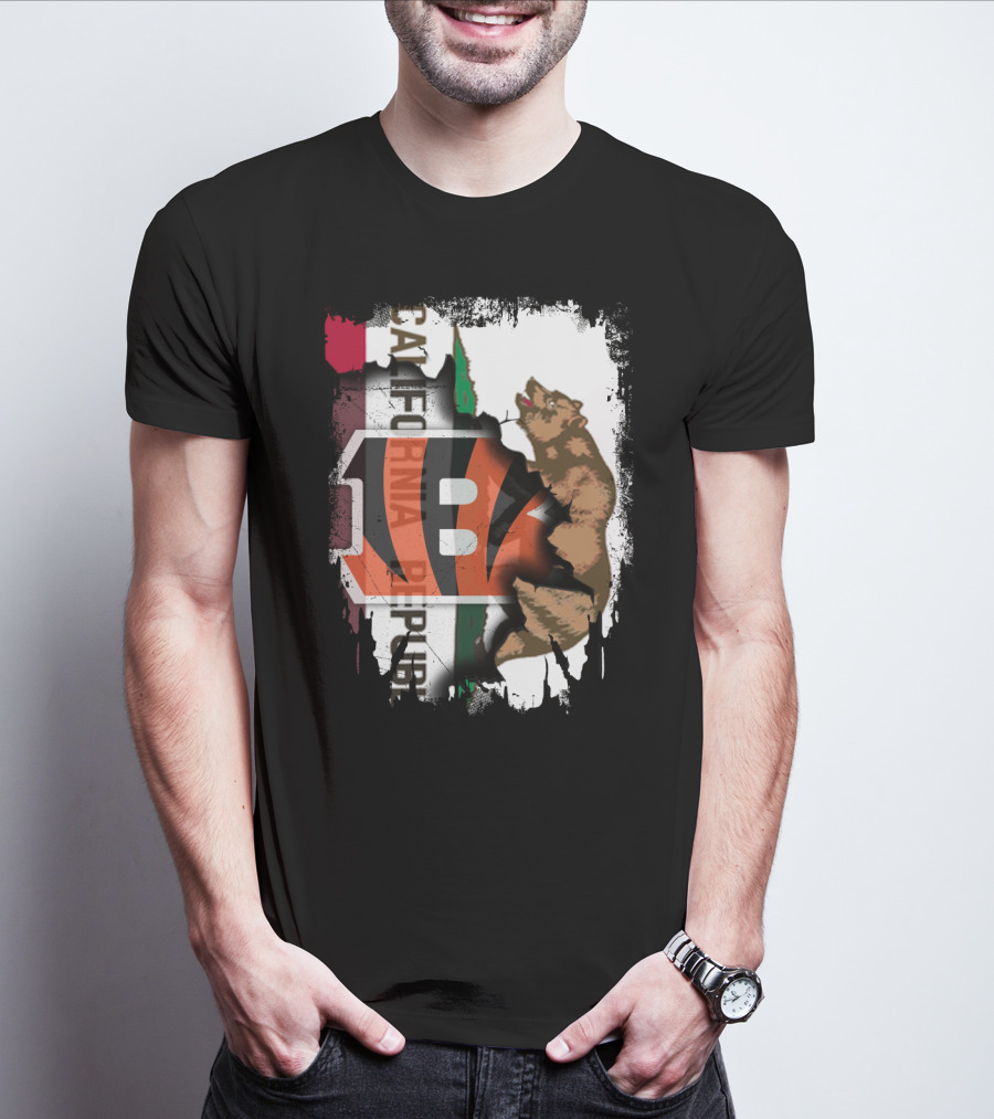 California Republic Bear With Bengals T-Shirt