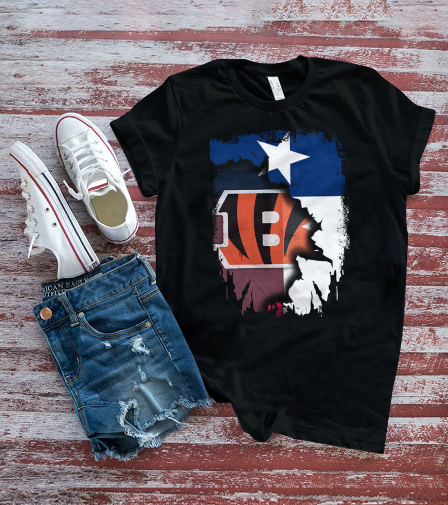 Texas Lone Star And Cincinnati Bengals NFL Fusion T-Shirt