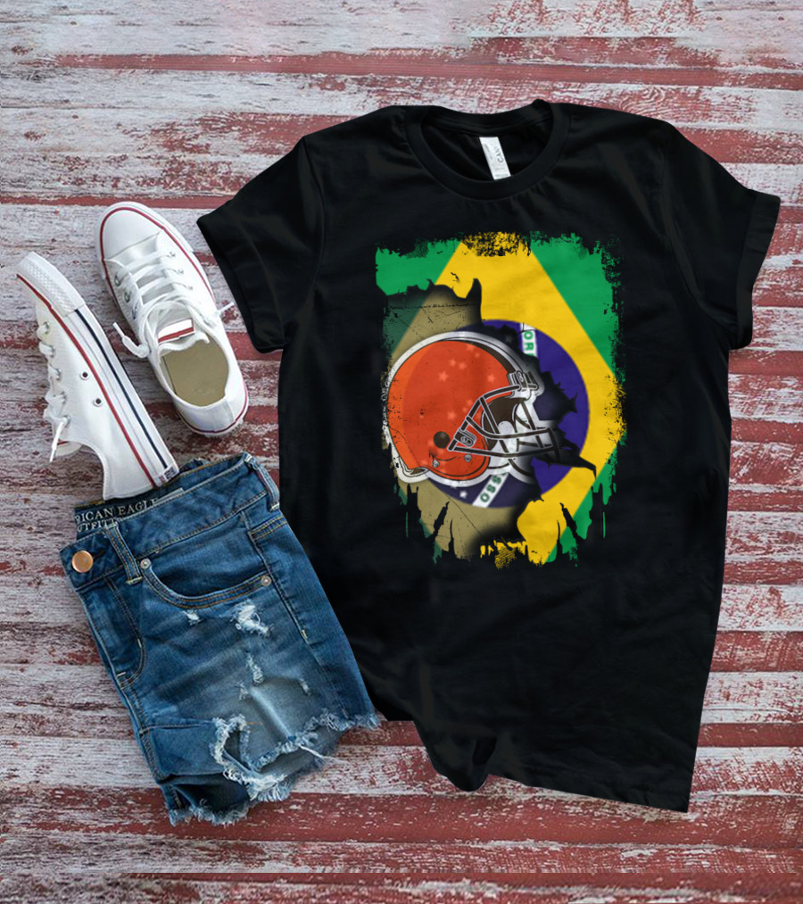 Together Brazil Browns Helmet Torn Flag Fusion T-Shirt