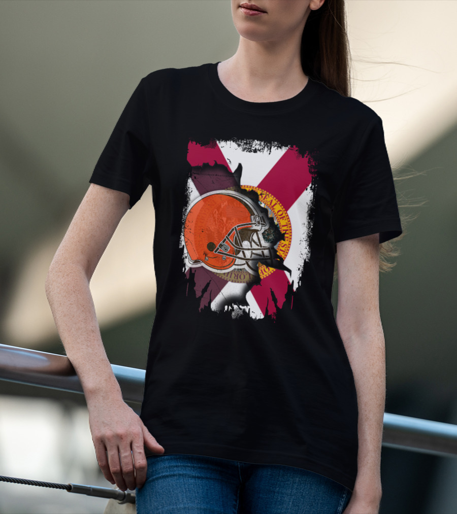 Florida State Flag And Cleveland Browns Helmet Together T-Shirt