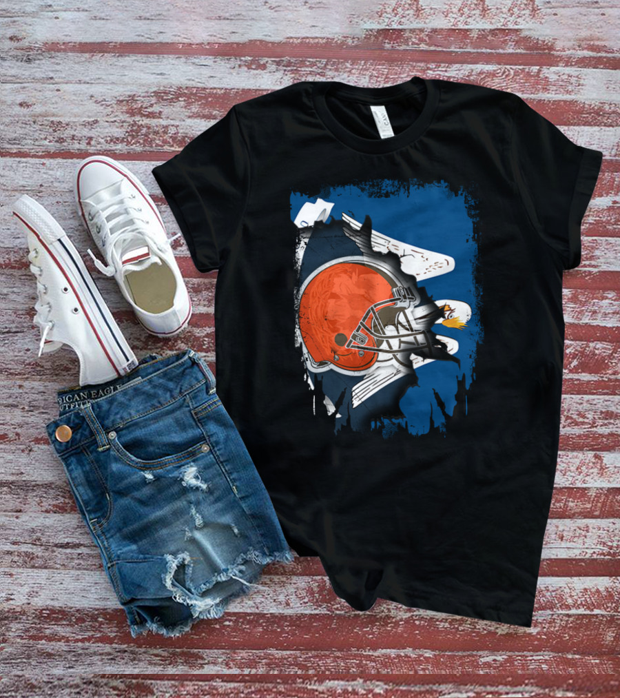 Cleveland Browns Helmet With Louisiana Eagle Motif T-Shirt