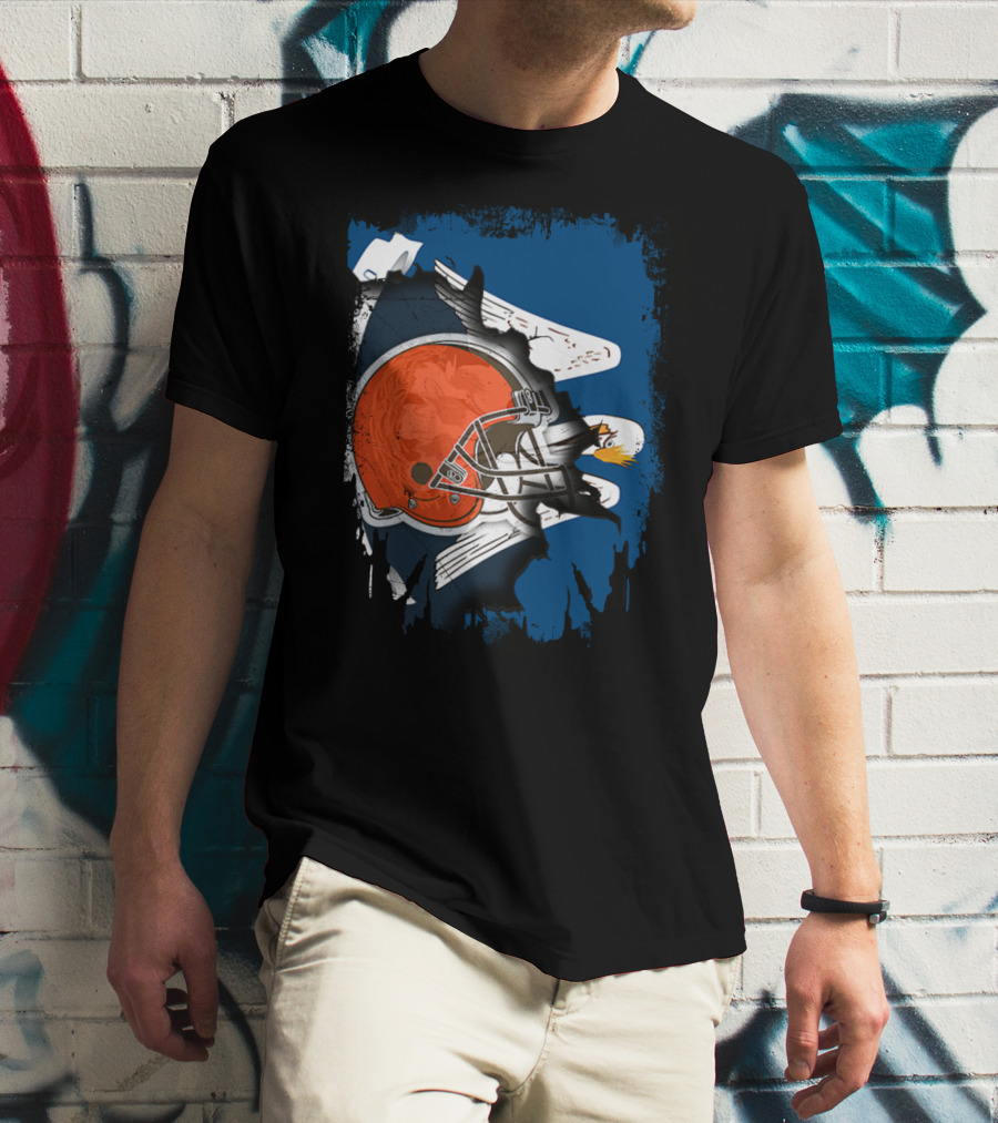 Cleveland Browns Helmet With Louisiana Eagle Motif T-Shirt