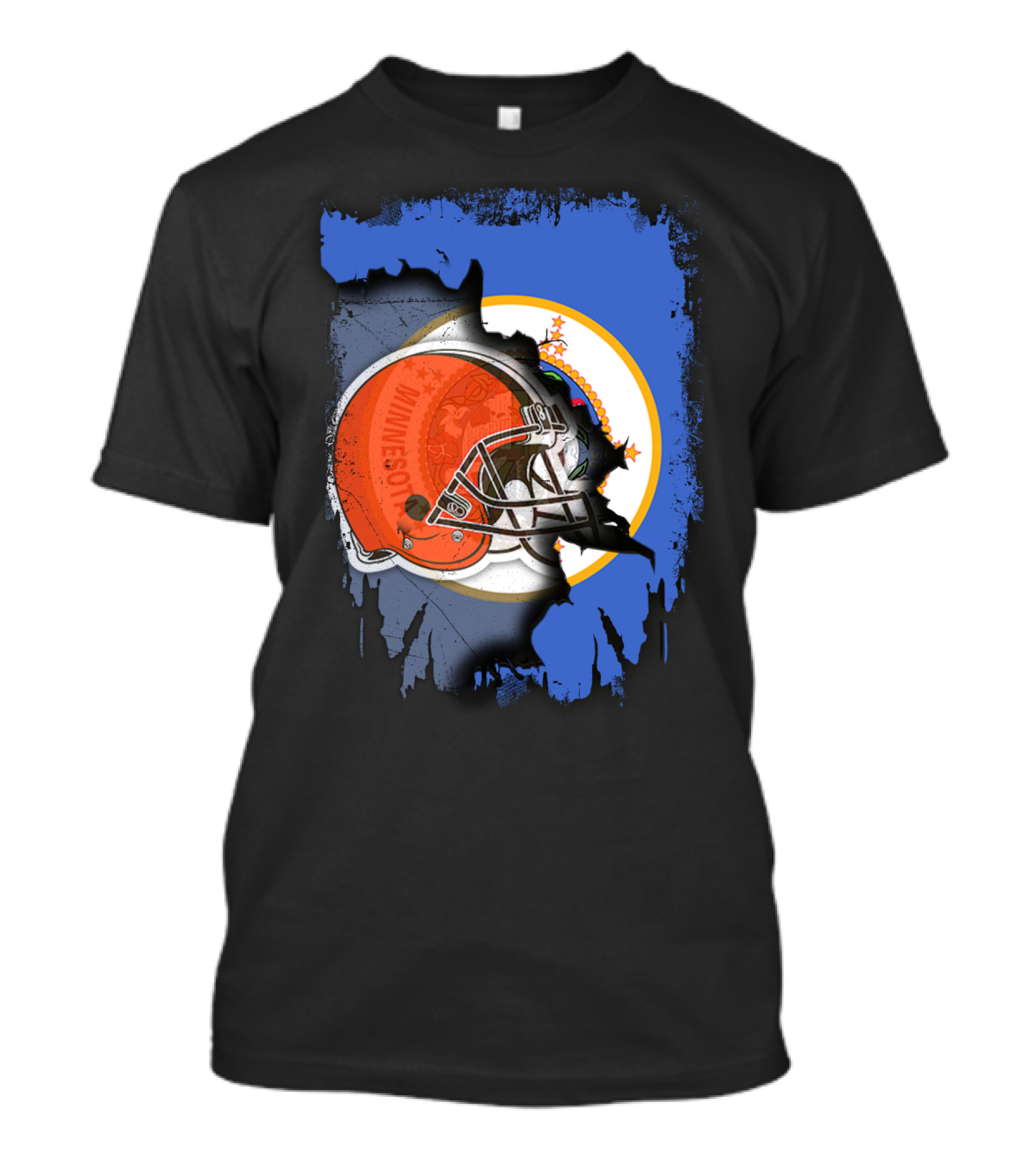 Minnesota State Flag With Cleveland Browns Helmet Blend T-Shirt