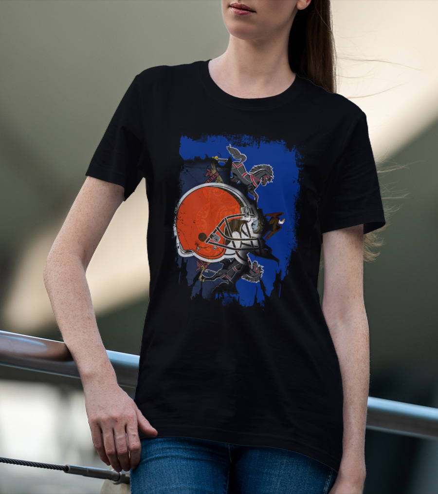 Pennsylvania State Flag With Cleveland Browns Helmet T-Shirt