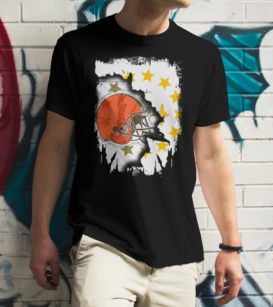 Together Rhode Island Browns Helmet With Stars And Grunge Elements T-Shirt