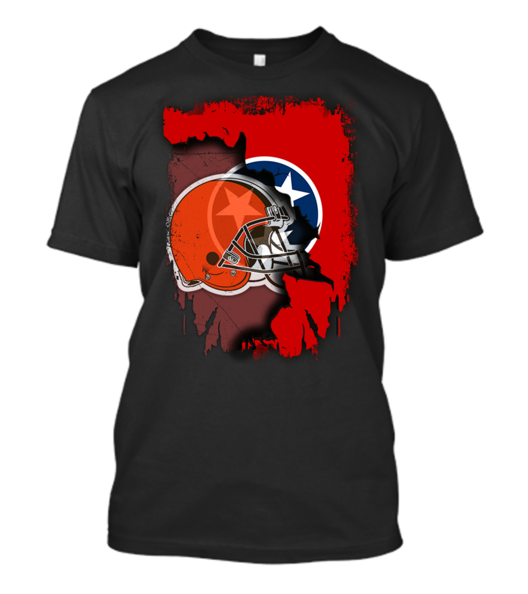 Together Tennessee With Browns Helmet And Tennessee Flag Background T-Shirt