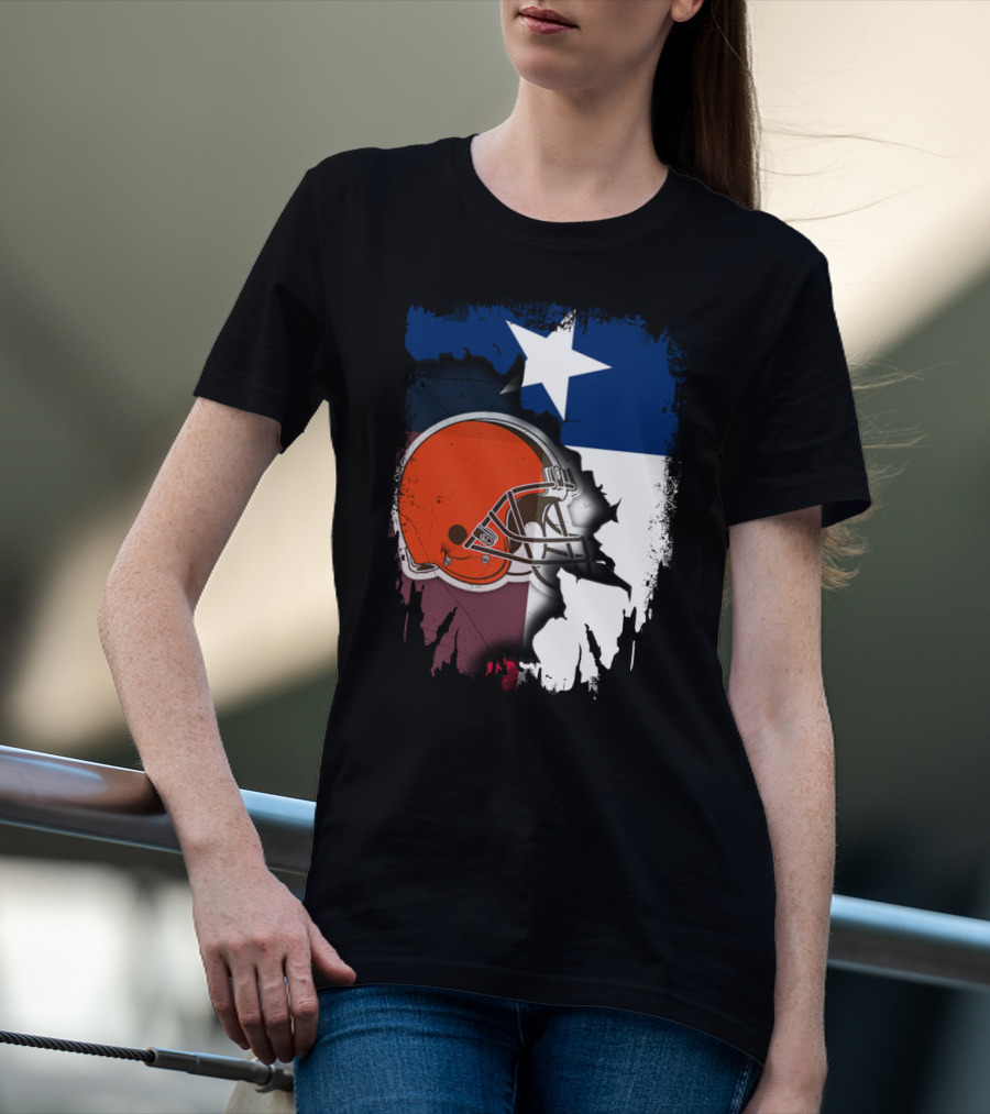 Together Texas Browns Helmet Star Flag T-Shirt