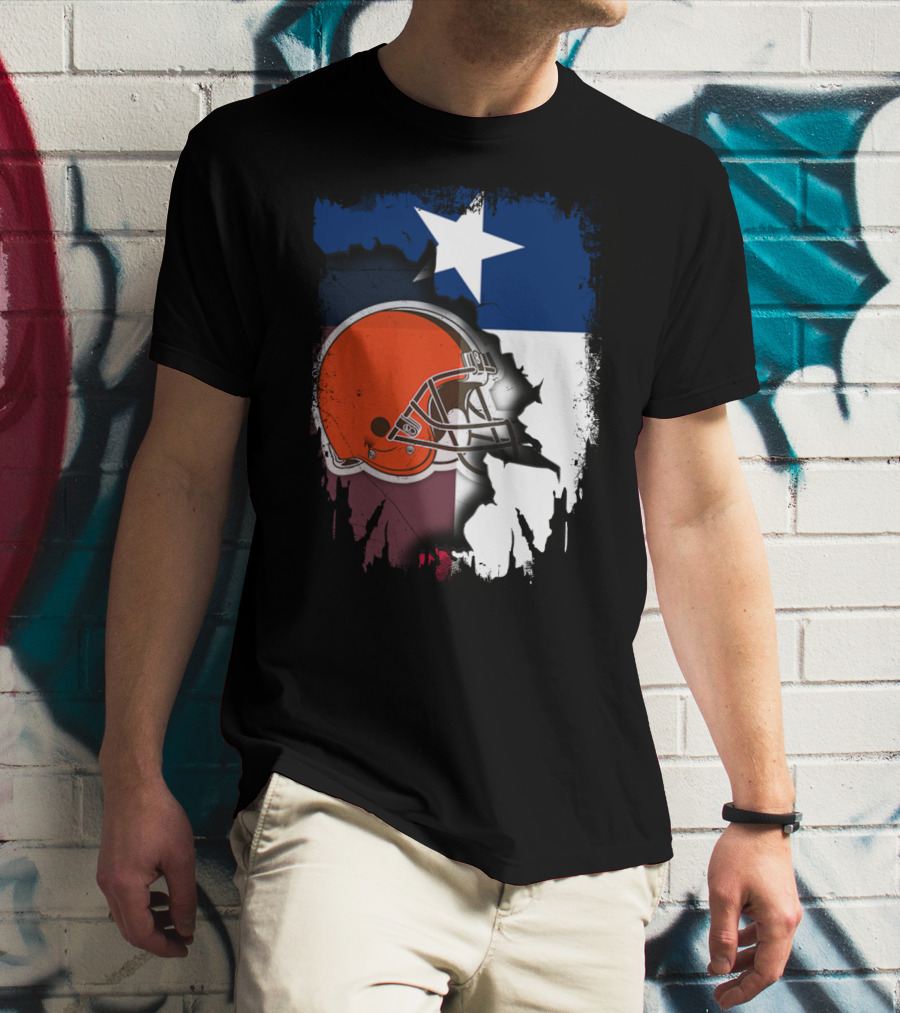 Together Texas Browns Helmet Star Flag T-Shirt