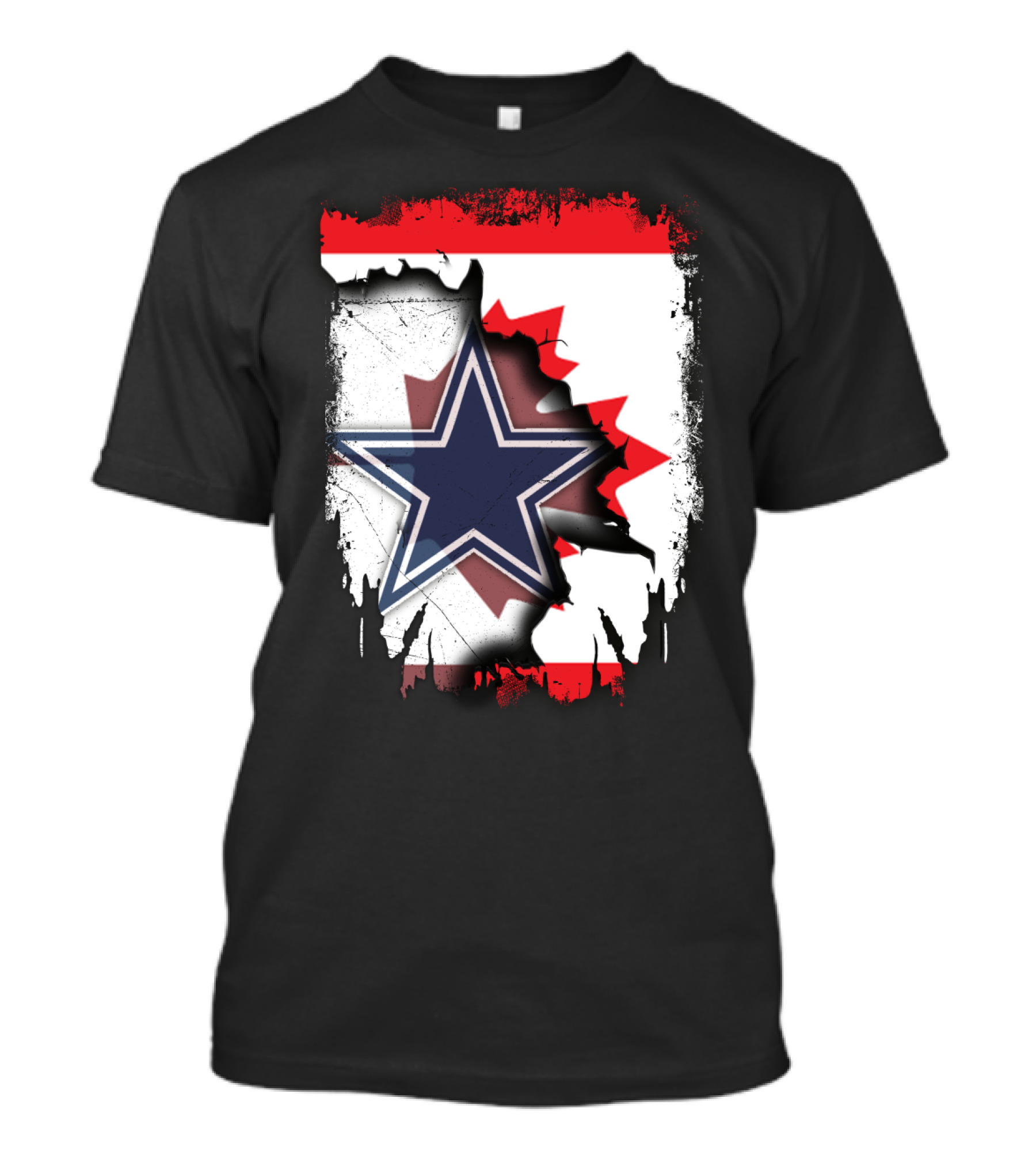 Dallas Cowboys Logo With Canadian Flag Background T-Shirt