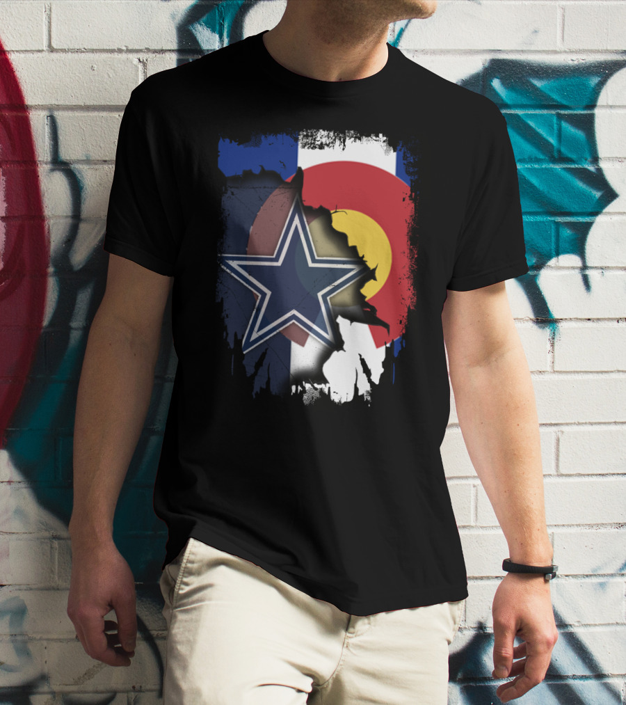 Together Colorado Dallas Cowboys Flag Star Display T-Shirt