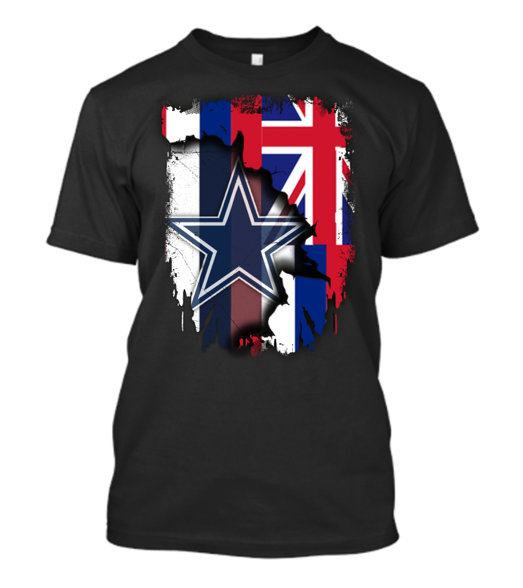 Hawaii Together With Dallas Cowboys Star And Hawaiian Flag Fusion T-Shirt
