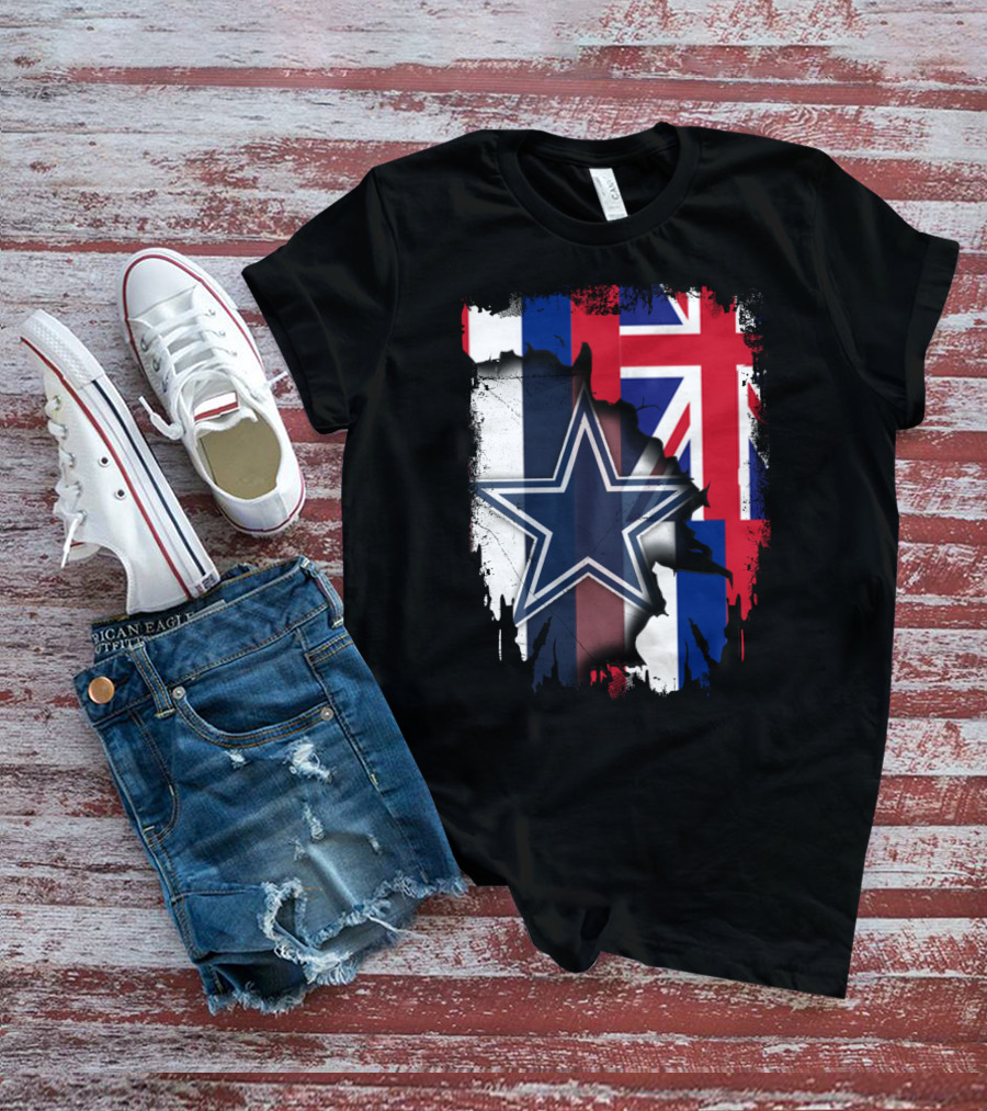 Hawaii Together With Dallas Cowboys Star And Hawaiian Flag Fusion T-Shirt