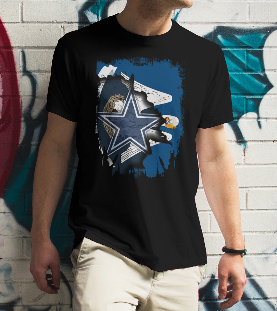 Dallas Cowboys Star With Eagle And Louisiana Connection T-Shirt