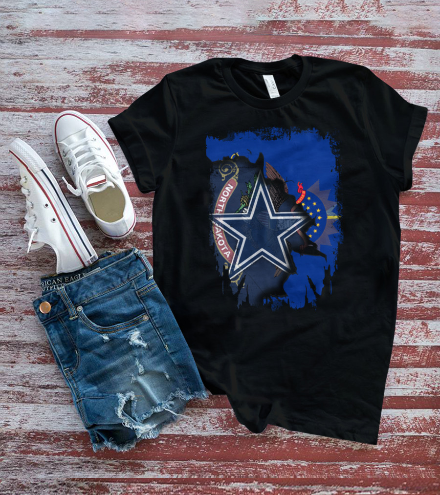 North Dakota Emblem With Dallas Cowboys Star T-Shirt