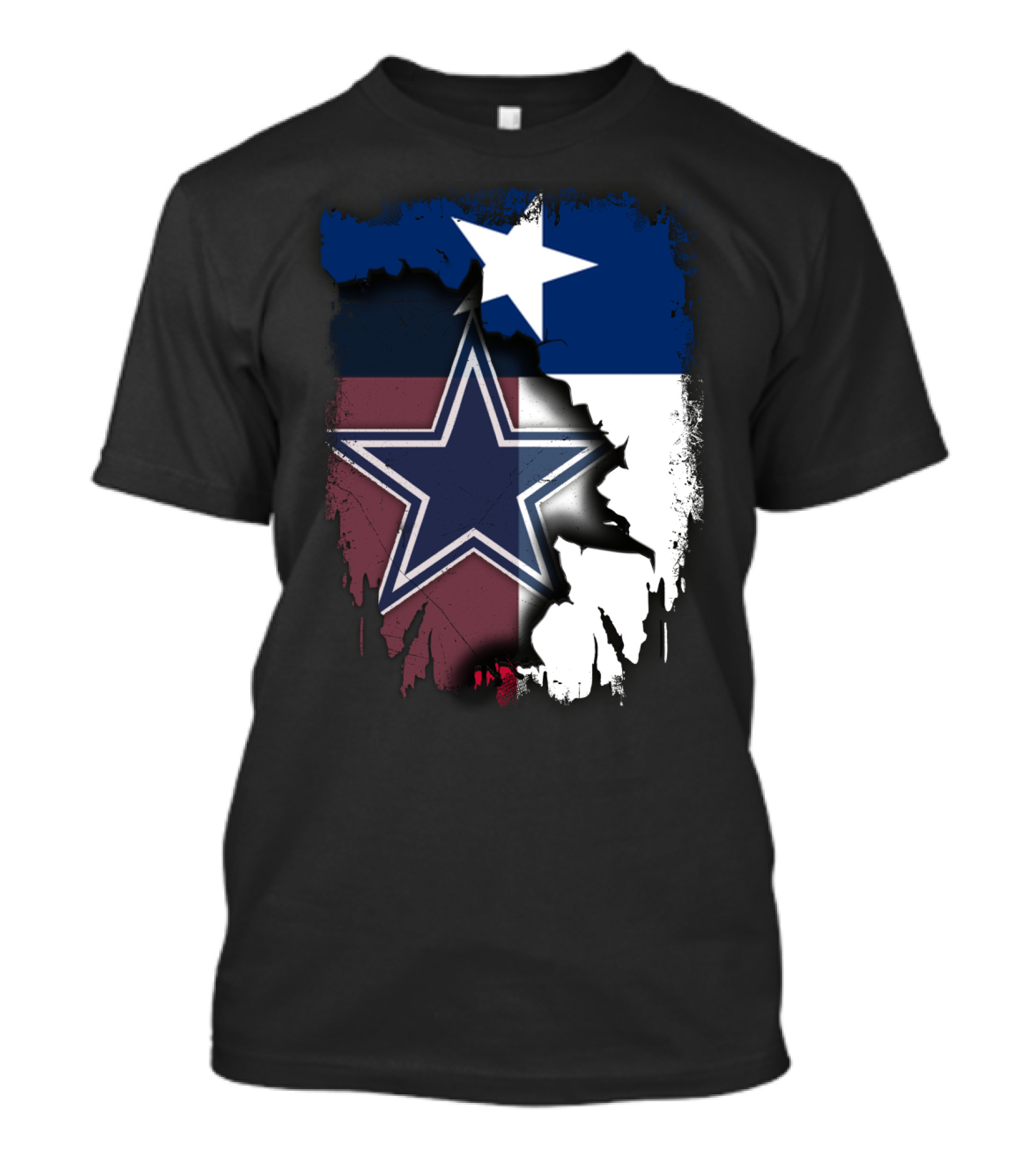 Cowboys Star Emblem On Texas Flag With Split Colors T-Shirt
