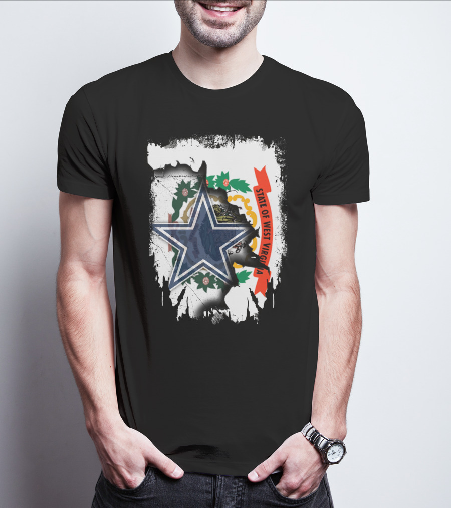 State Of West Virginia And Dallas Cowboys Star Fusion T-Shirt
