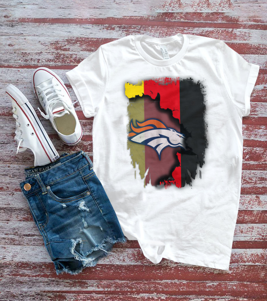 Germany Flag With Broncos Logo Together T-Shirt
